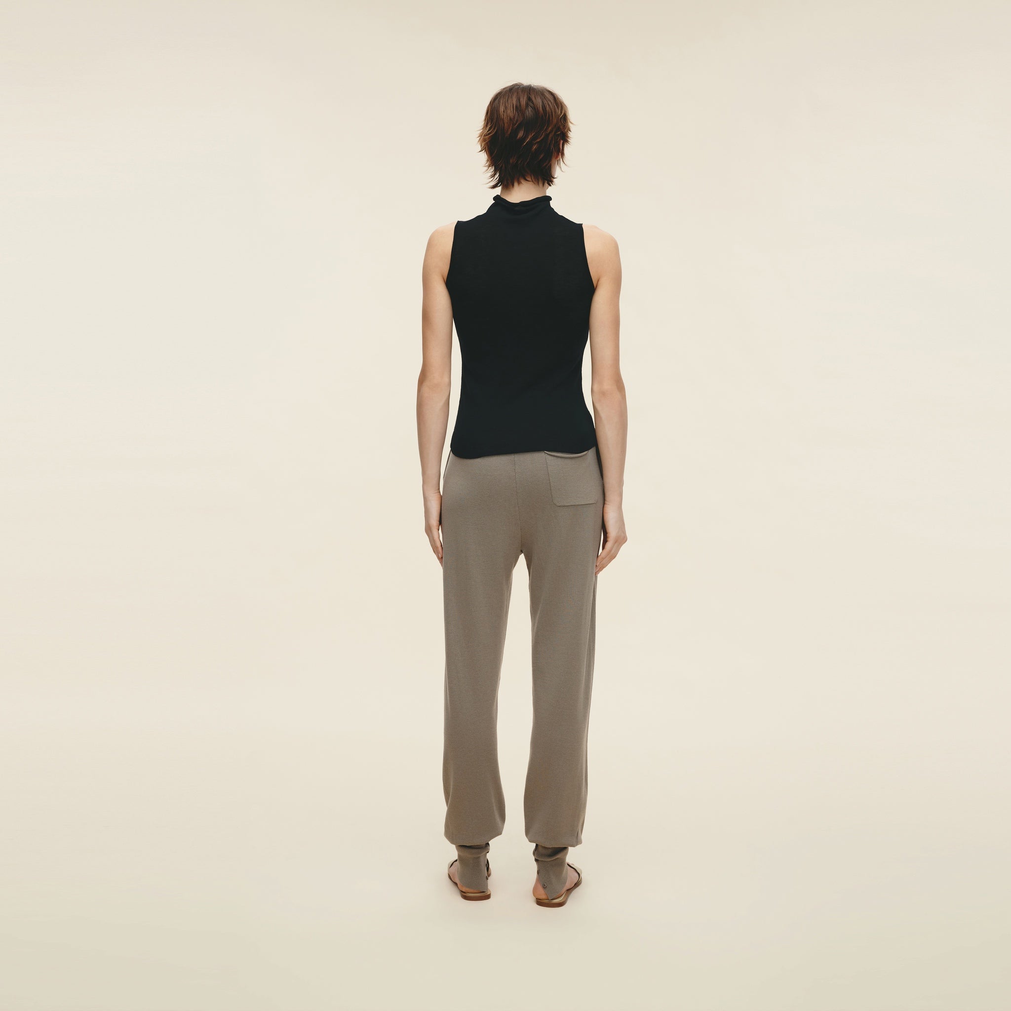 Water-soluble Wool Sleeveless Turtleneck,Classic Black