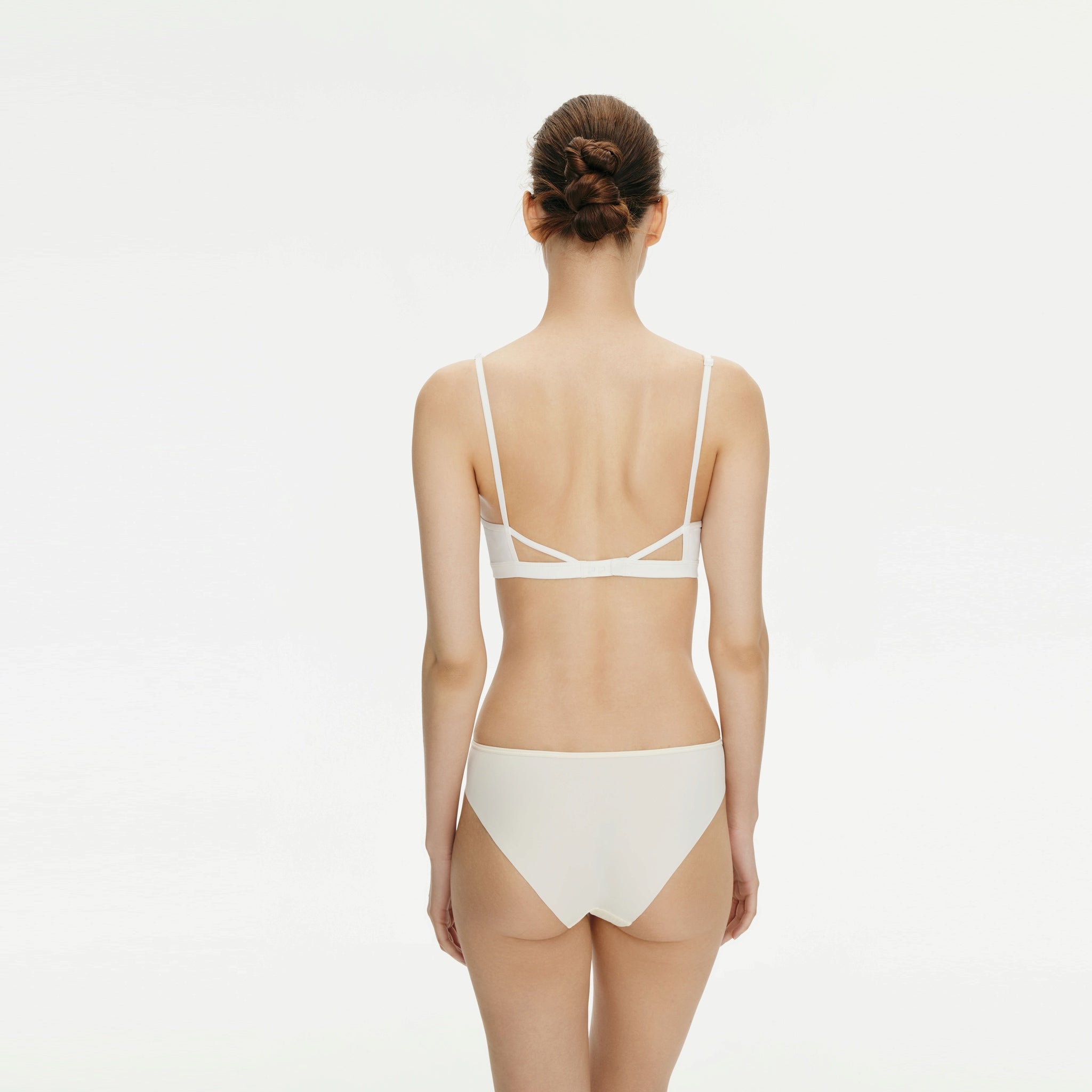 Long Triangle Underwire Bra,Pearl White