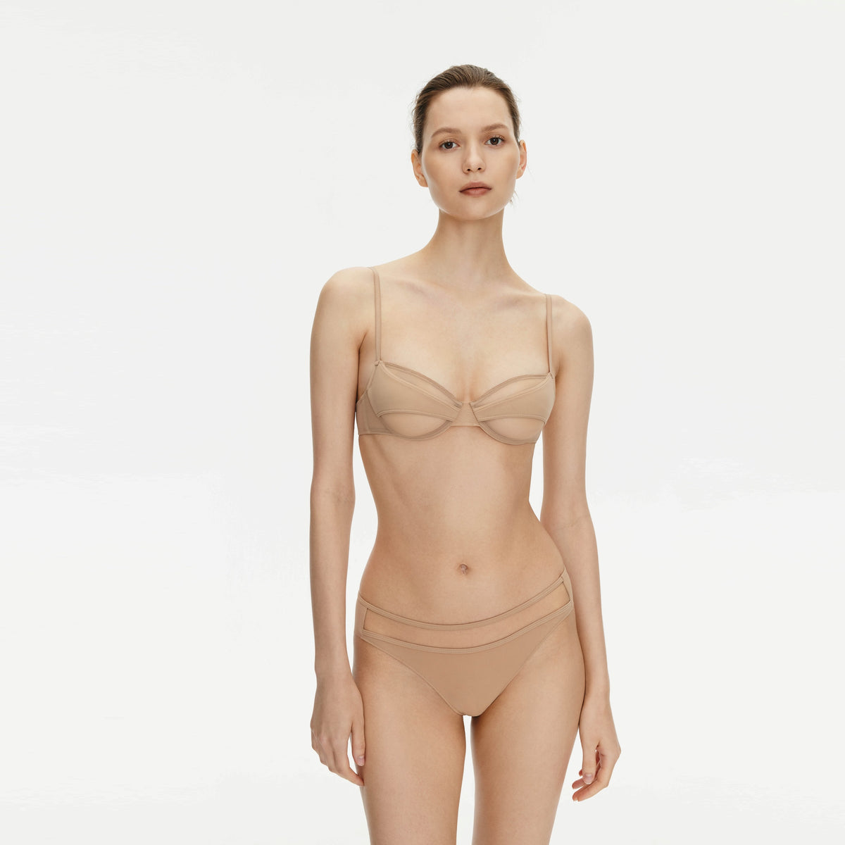 Mesh Double-layer Underwire Bra,Shifting Sand
